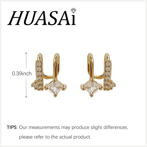 Pair Gold Non Piercing Rhinestone Star Clip on Earring Cartilage Jewelryt Gift - Picture 6 of 7
